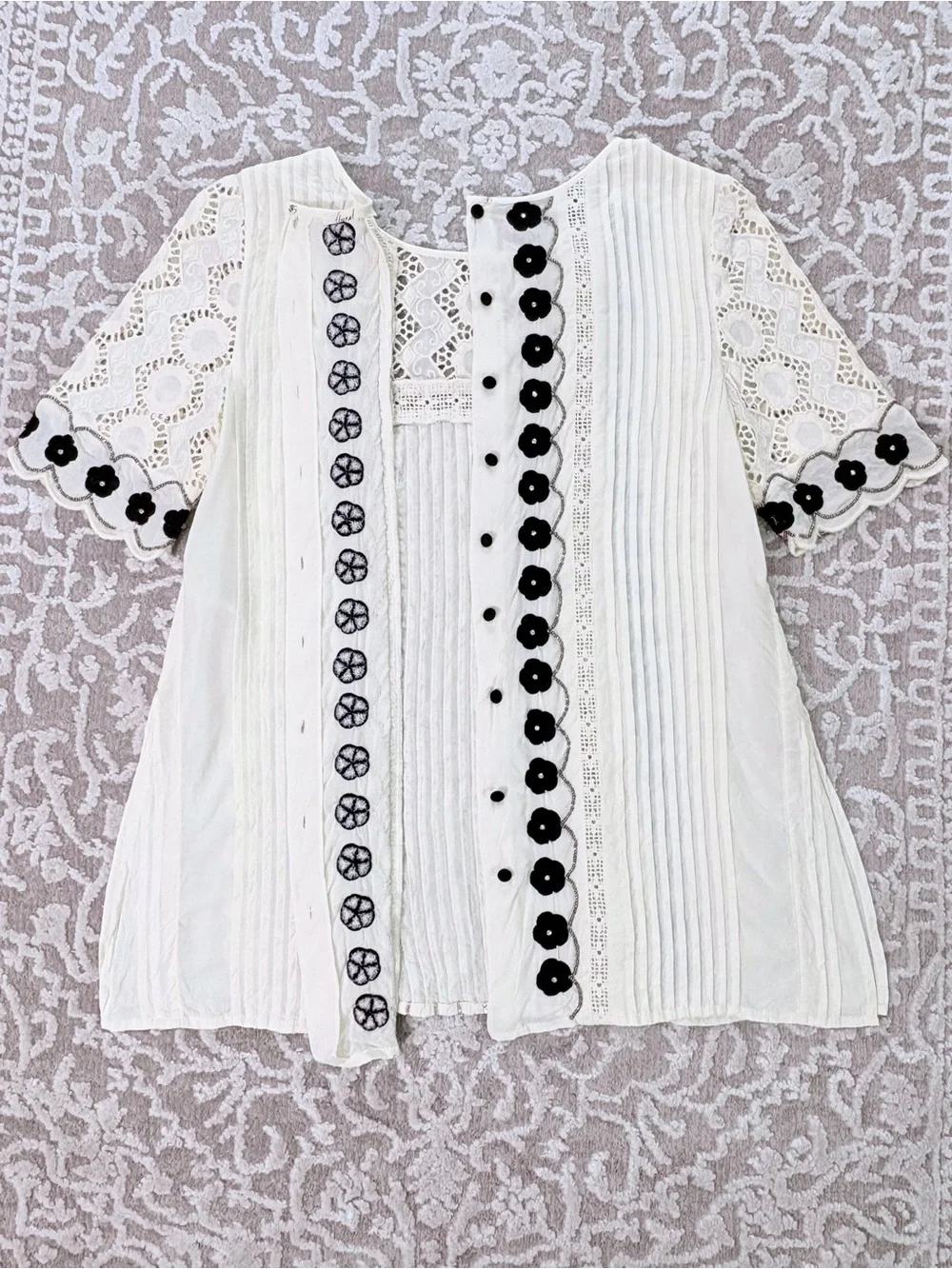 Anthropologie | Floreat Veille Embellished Lace Top